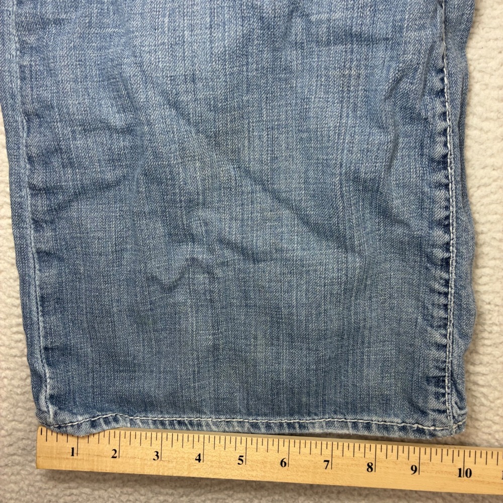 BKE Tyler Bootleg Jeans Men 34x34 Blue Fade Whiskered Distressed Western Bootcut - Picture 9 of 10